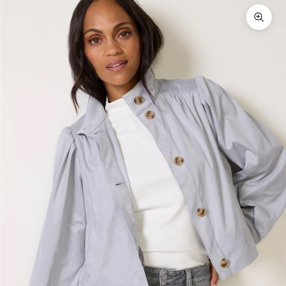 Sanctuary Light Gray Button-Front Utility Jacket